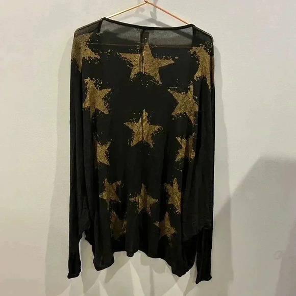Sheer black cover up sweater with stars size M - Picture 4 of 6
